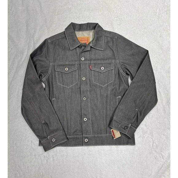 NWT Levi's Gray Denim Buttoned Truck Jean Jacket Youth Size Large 12-13 YRS - Picture 1 of 10